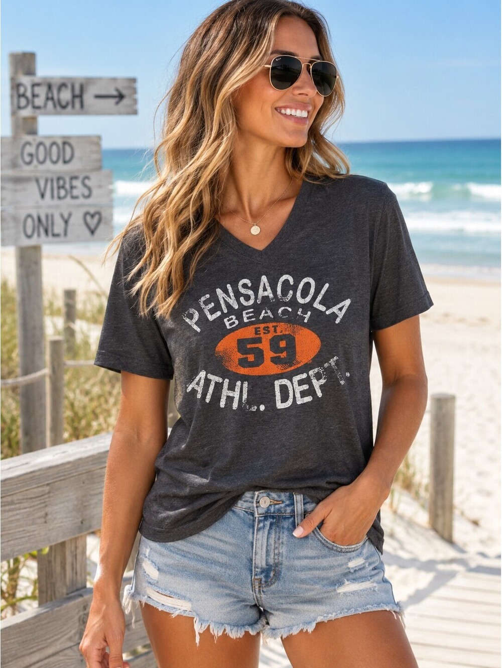Pensacola Beach Athletic Dept Graphic T-Shirt | Sz S